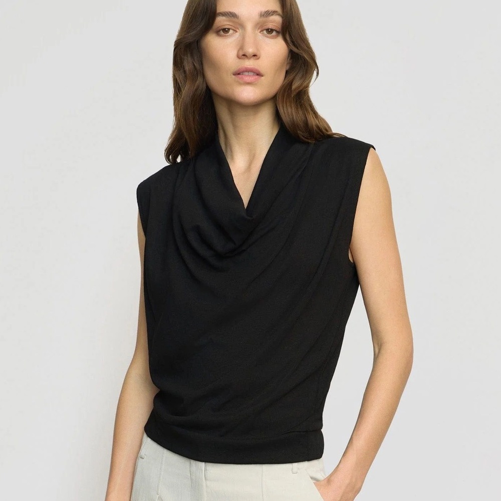 NWT Ramona Cowl-Neck Black Tee